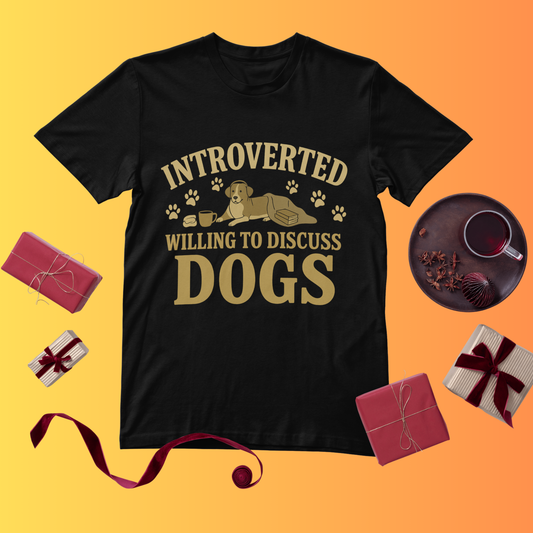 Introverted Dog Lovers T-Shirt, Funny Pet Owner Gift, Animal Lover Apparel, Ideal for Casual Wear, Perfect for Birthdays and Dog Days